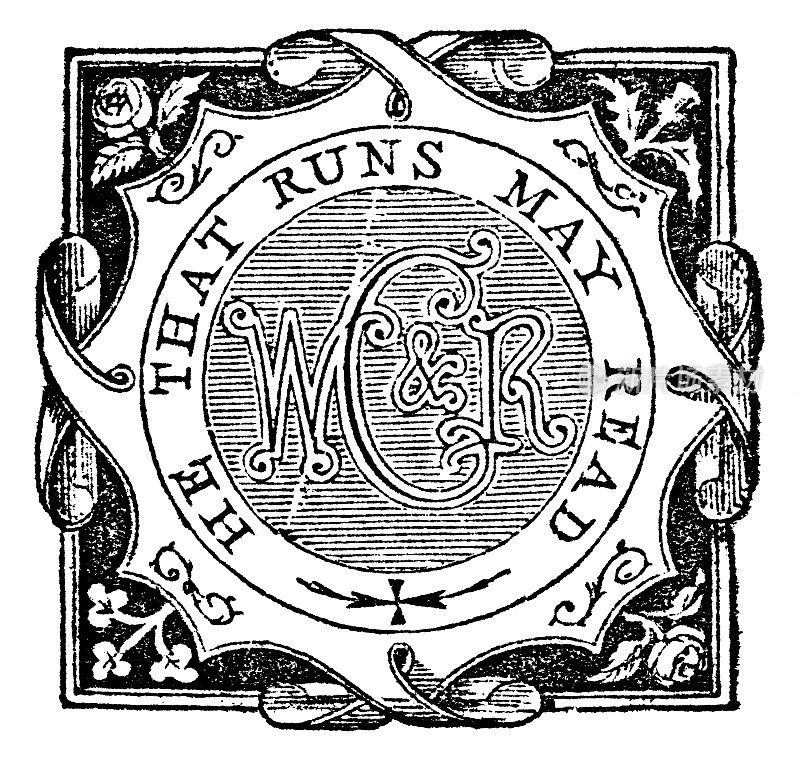 “跑步者可以阅读”印章设计- 19世纪
